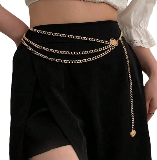 Belly chain / Hip chain gold with 3 layers