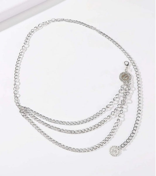 Belly chain / Lightweight Hip chain silver with 3 layers