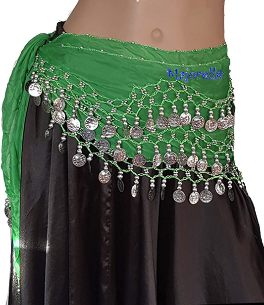 Purple hip scarf with silver coins