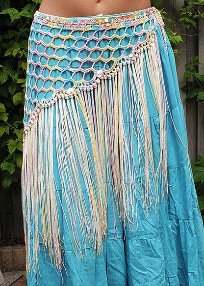Heupsjaal in pastel kleuren met steentjes