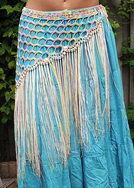 Hip scarf in pastel colors with stones