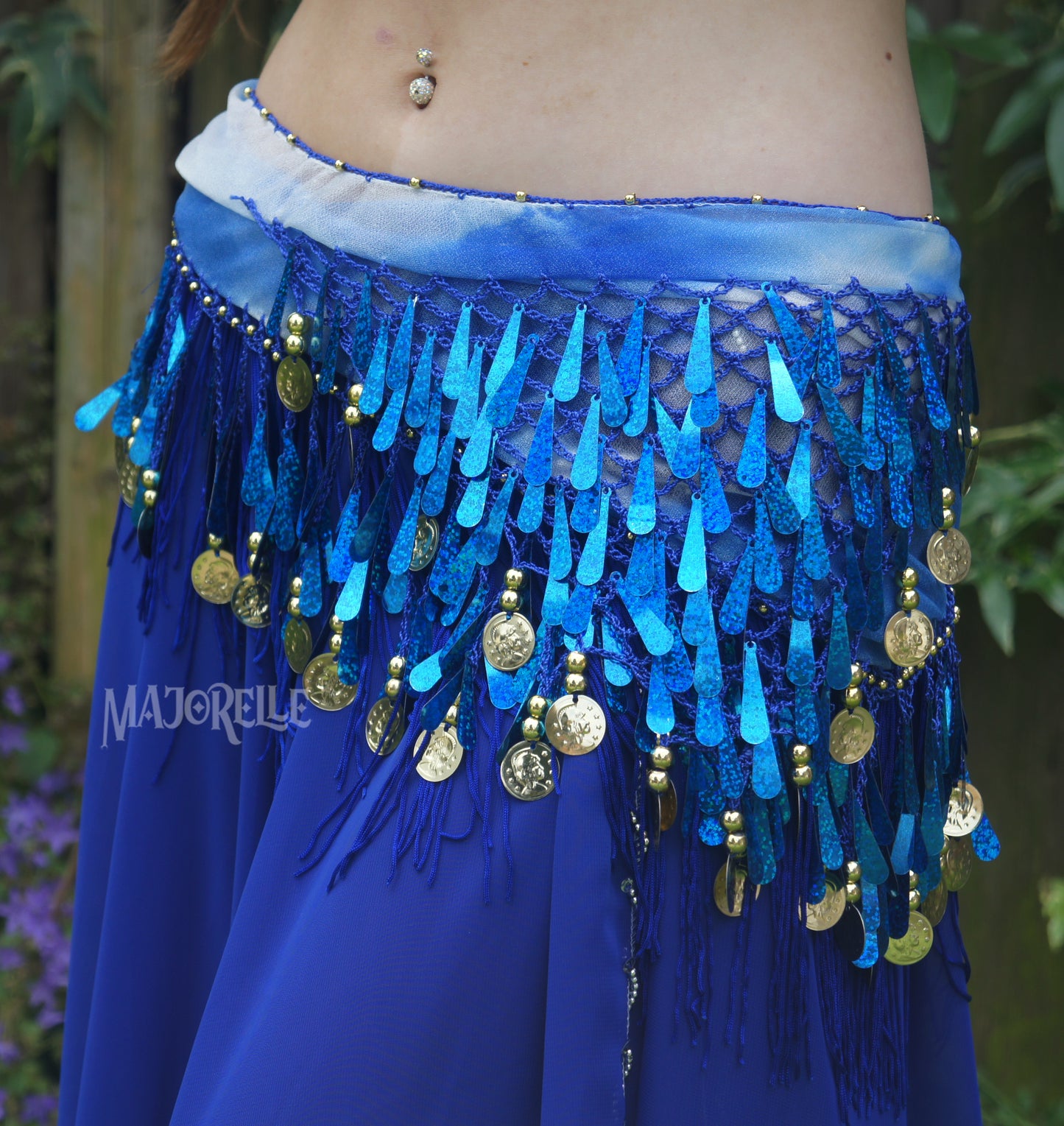 Hip scarf with teardrop sequins