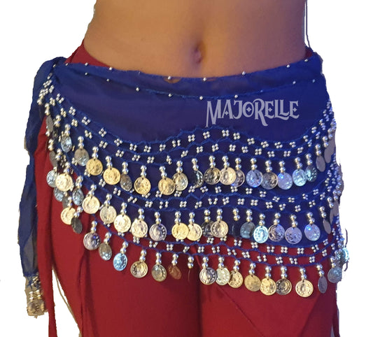 Purple hip scarf with silver coins
