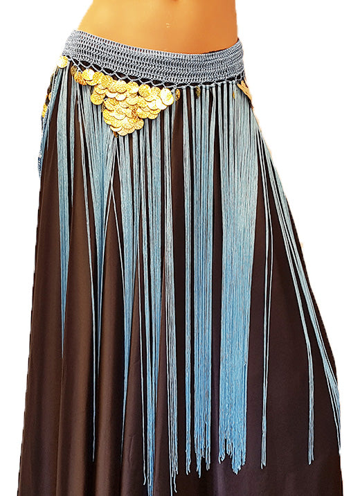 Long Hip Scarf with Sequins in Turquoise