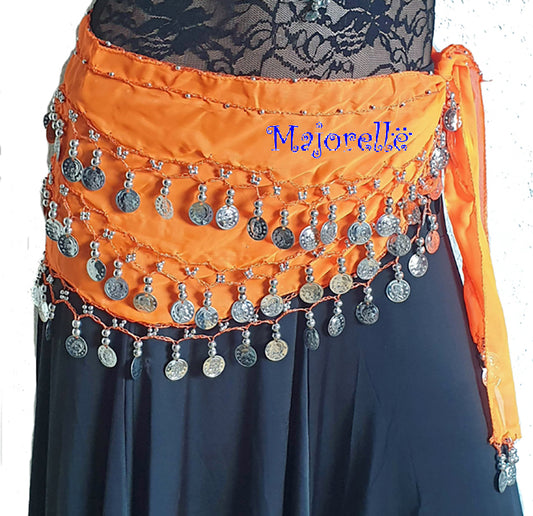 Purple hip scarf with silver coins