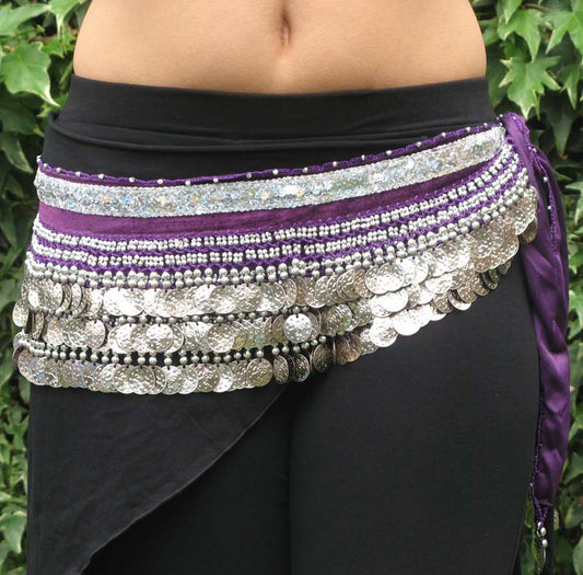 Purple hip scarf with silver band