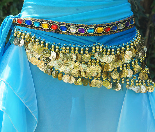 Hip scarf with stones wavy in turquoise