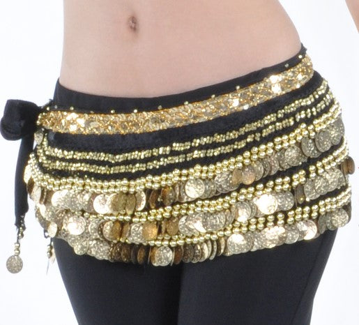 Hip scarf in black with gold band