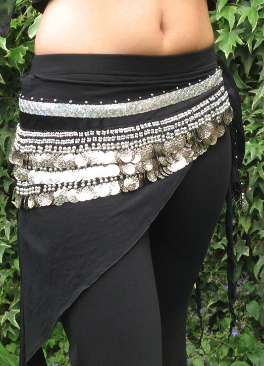 Hip scarf in black with silver band