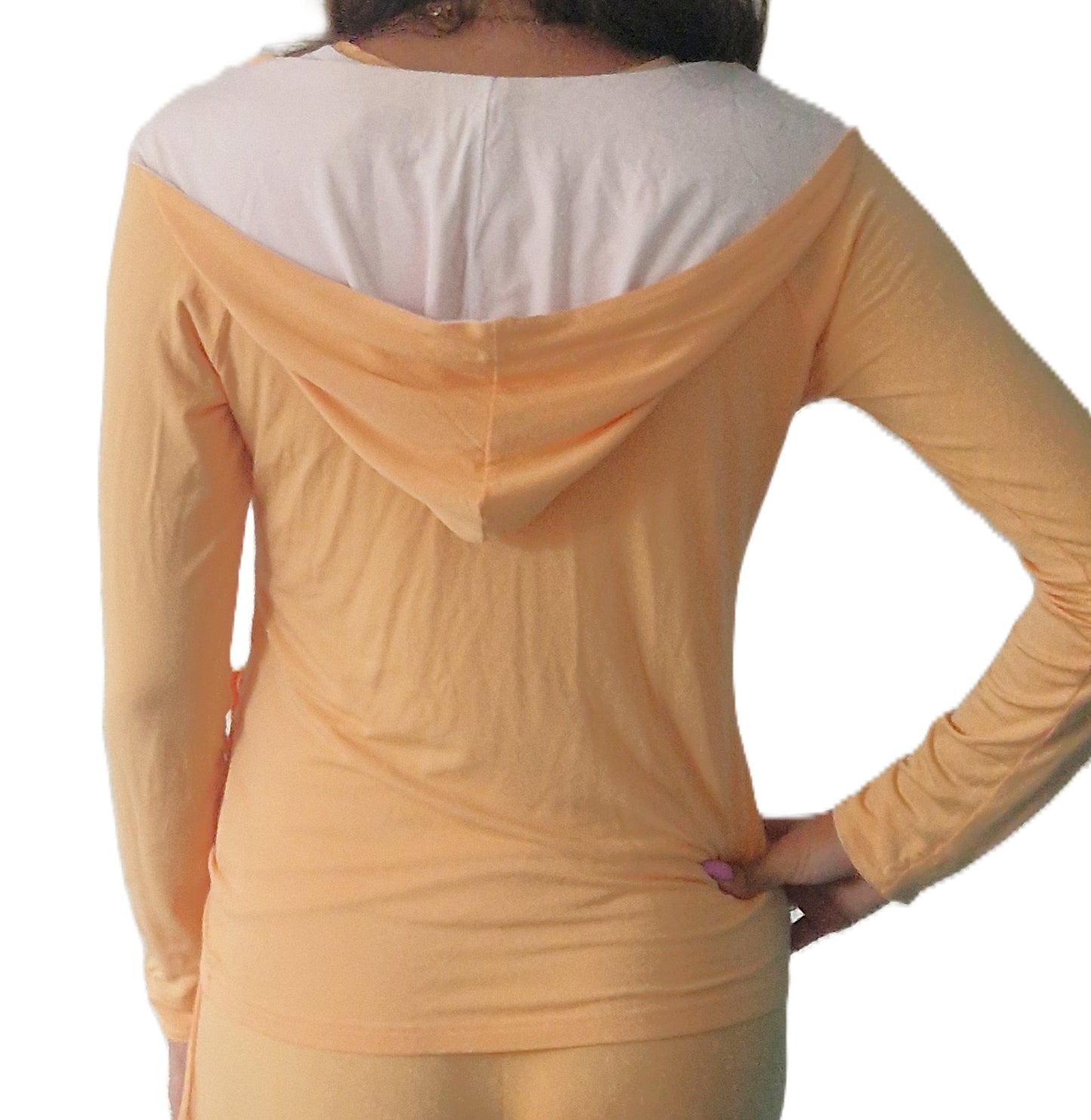 Yoga hoodie vest peach, 92% bamboo