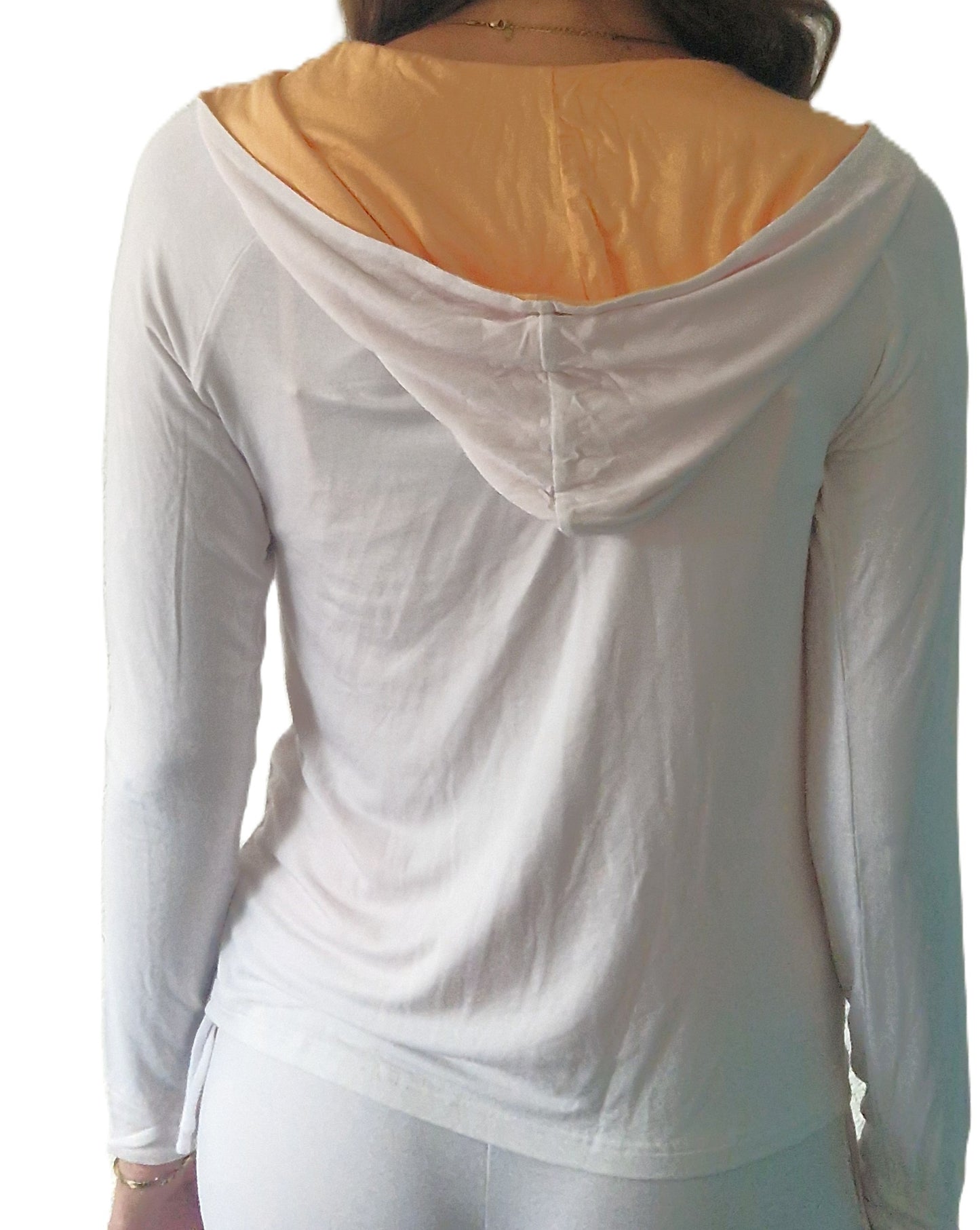 Yoga hoodie vest white, 92% bamboo