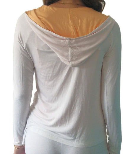 Yoga hoodie vest met capuchon wit, Van 92% bamboe