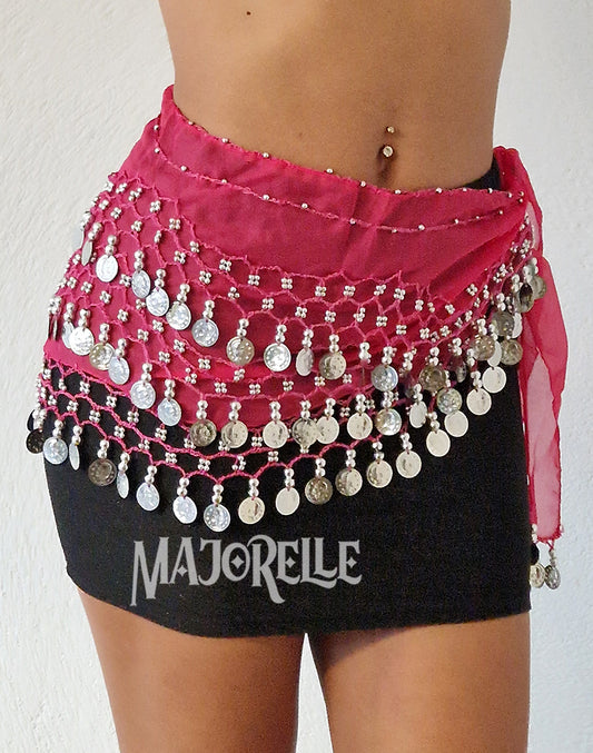 Purple hip scarf with silver coins