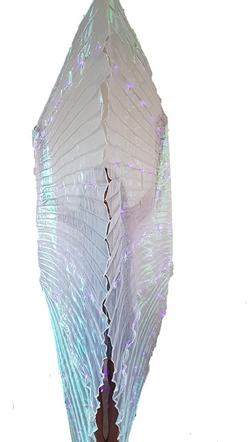 Isis Wings organza (translucent) in white mother of pearl with purple led lights