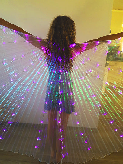 Isis Wings organza (translucent) in white mother of pearl with purple led lights