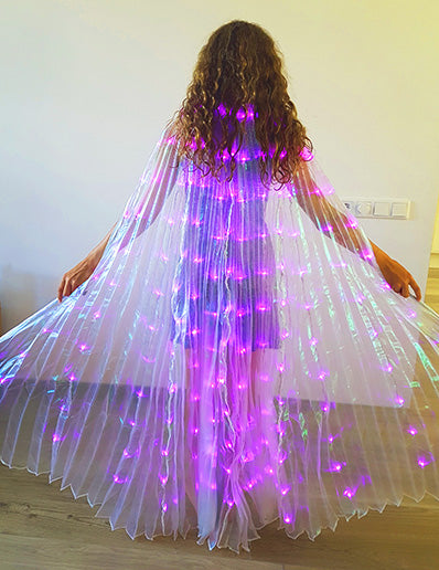 Isis Wings organza (translucent) in white mother of pearl with purple led lights