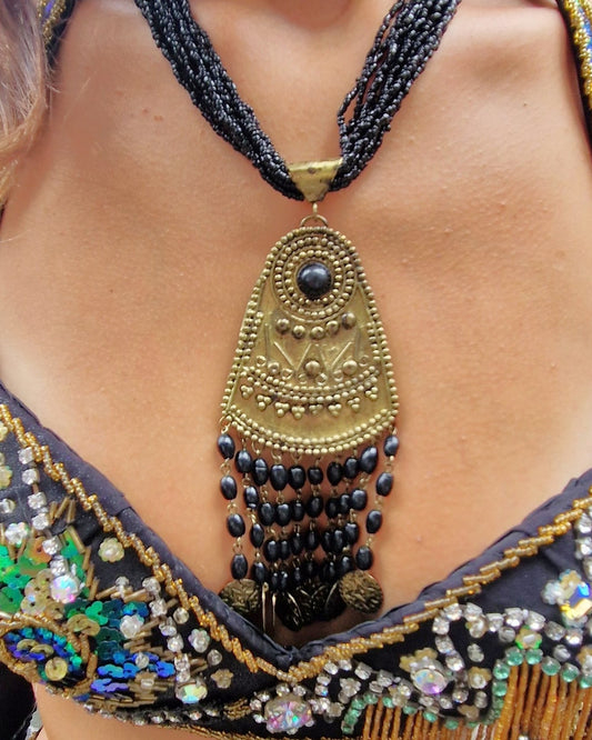 Necklace with many beads and matching earrings