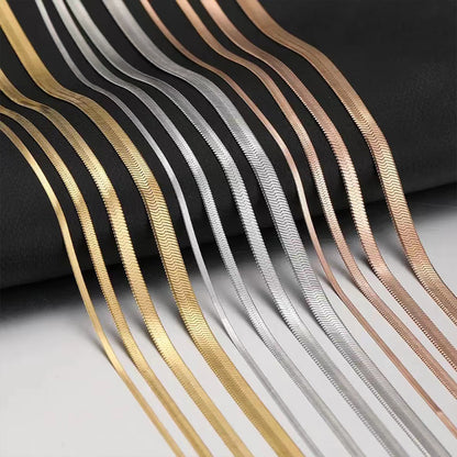 Snake necklace flat chain Rose gold stainless steel