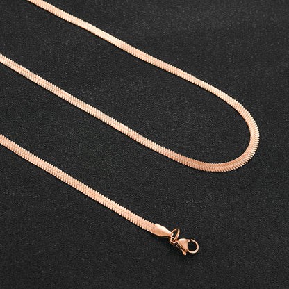 Snake necklace flat chain Rose gold stainless steel