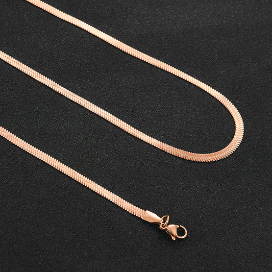 Snake necklace flat link Rose gold stainless steel