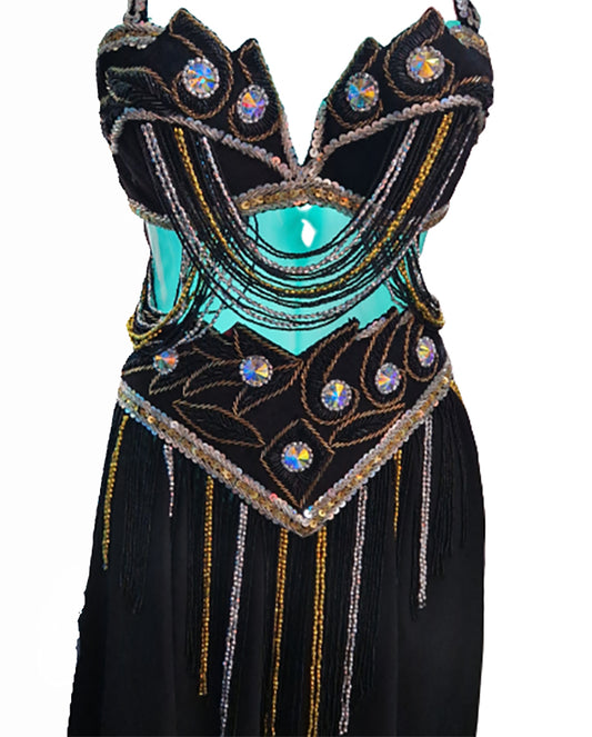 Costume velvet with gold and silver decorations\