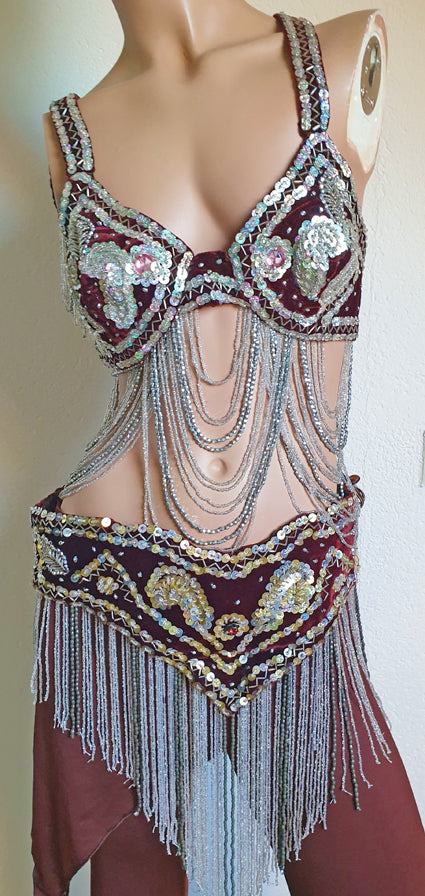 Belly dance costume brown/silver