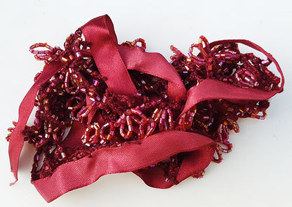 Ribbon with beads burgundy 1 meter