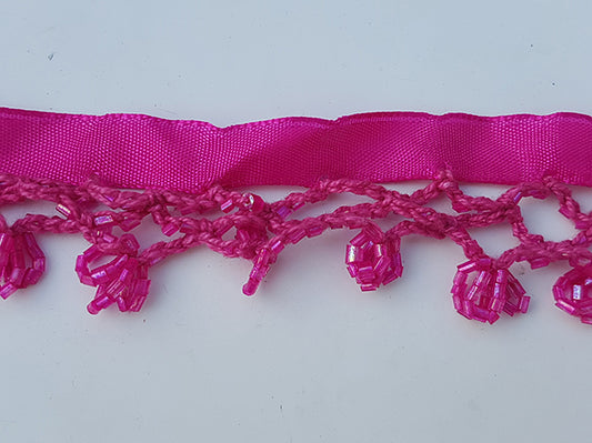 Ribbon with beads burgundy 1 meter