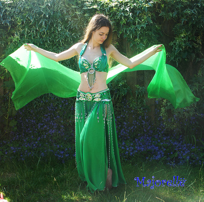 Silk veil in green 100% silk