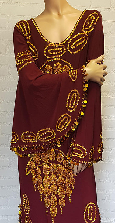 High quality Saidi / Baladi / Hagalla dress in burgundy / gold