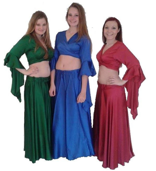 Satin binding top in blue, black or burgundy