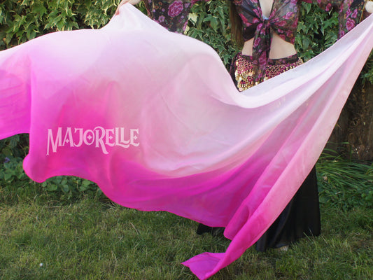 Silk veil in fuchsia color gradient 100% silk