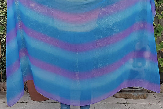 Belly dance veil in turquoise lilac color gradient