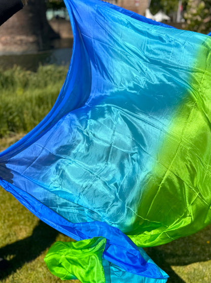 Silk veil in blue turquoise green 100% silk