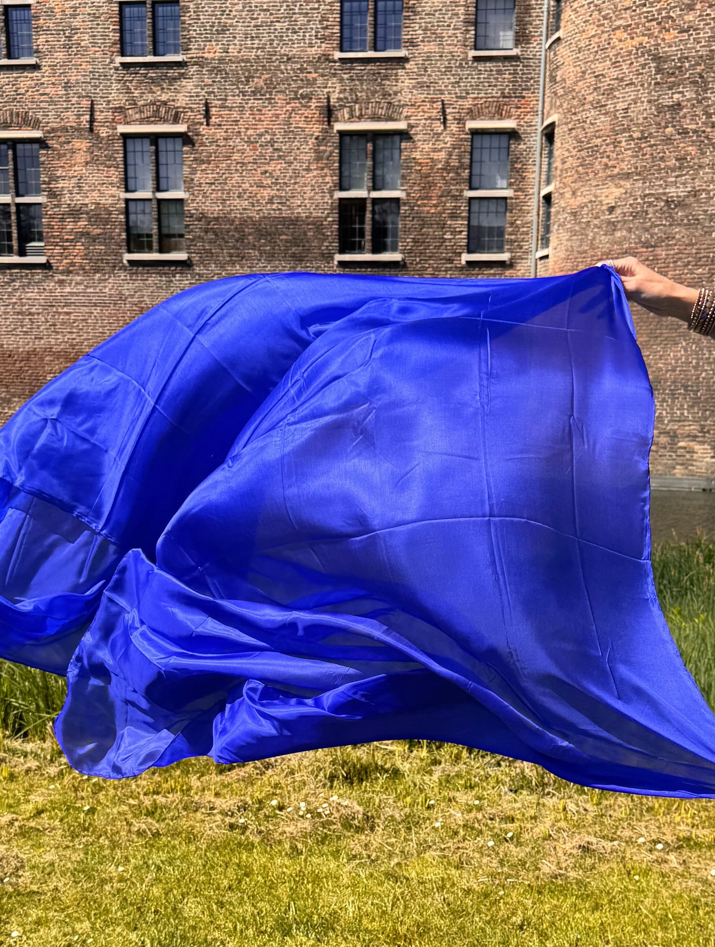 Zijden sluier in blauw 100% zijde