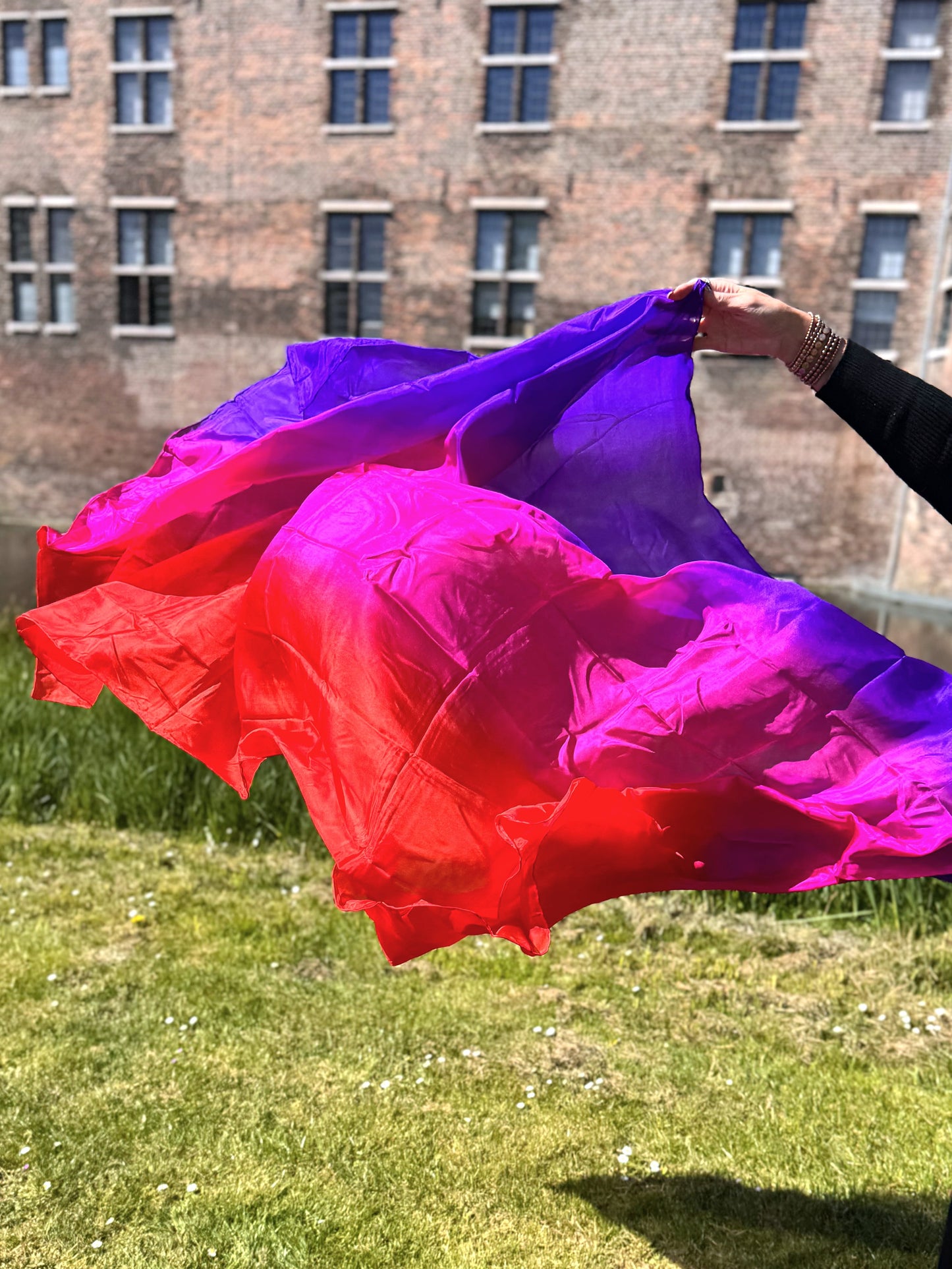 Silk veil in purple fuchsia red  100% silk