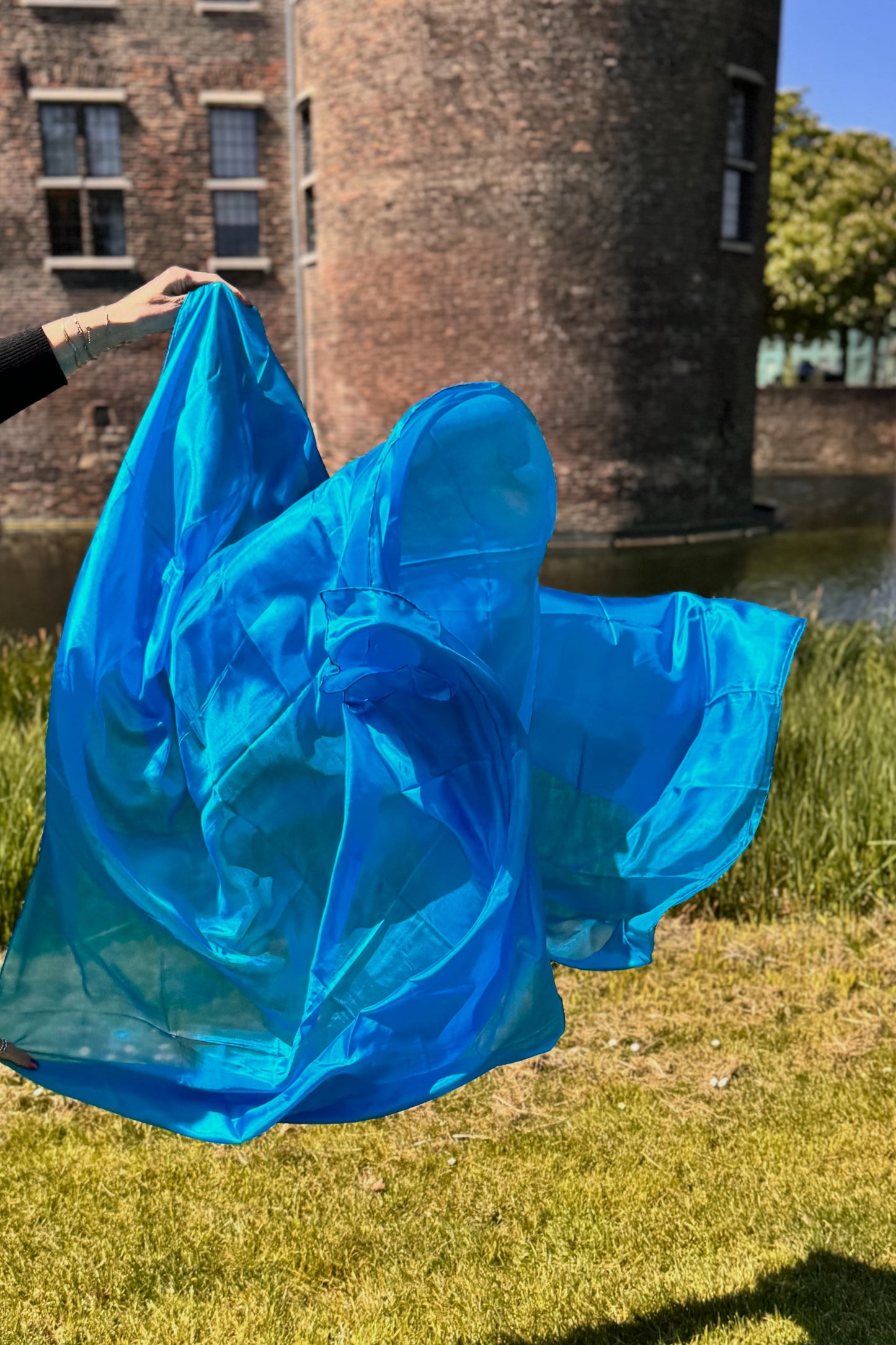 Silk veil in turquoise 100% silk