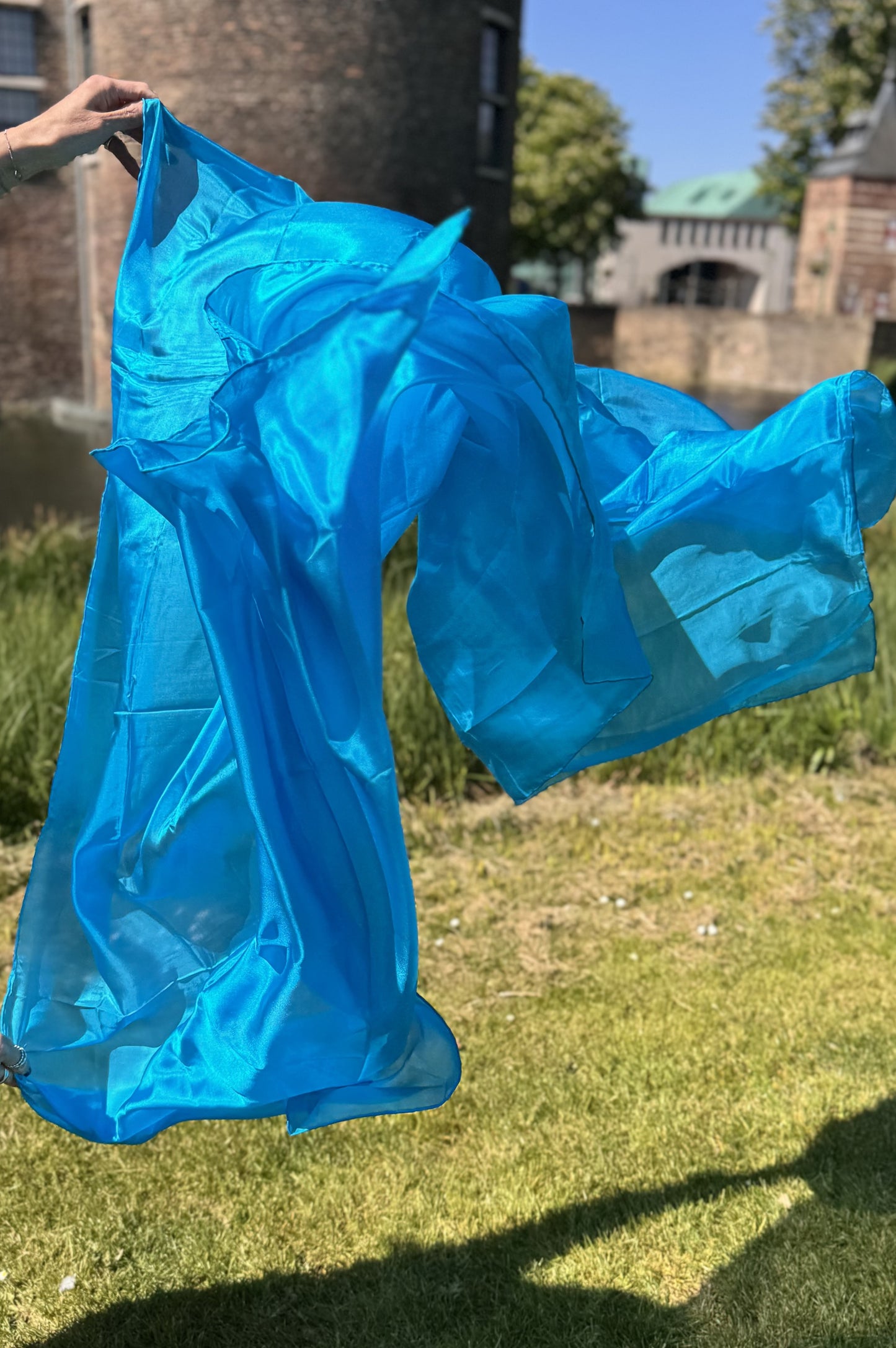 Silk veil in turquoise 100% silk
