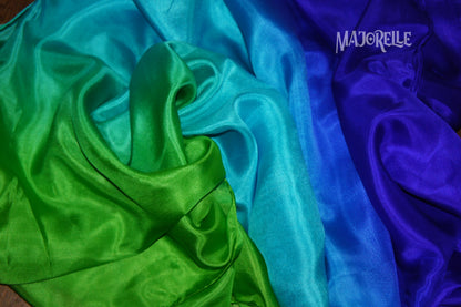 Silk veil in blue turquoise green 100% silk