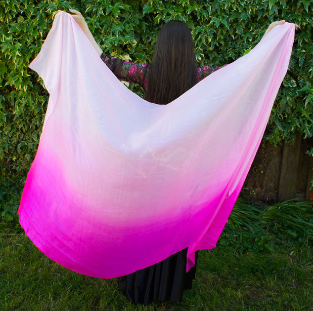 Silk veil in fuchsia color gradient 100% silk