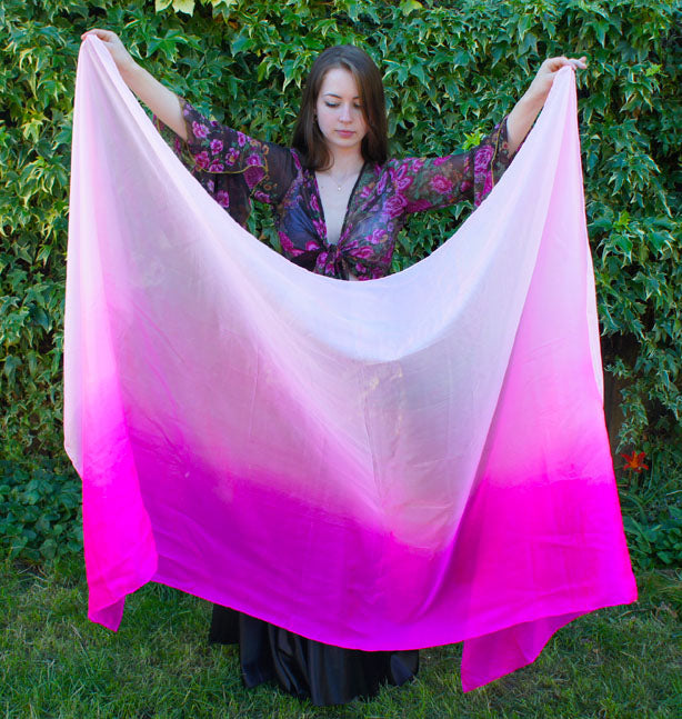 Silk veil in fuchsia color gradient 100% silk