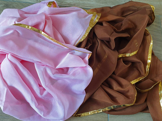 Chiffon veil in brown pink with gold edge 2nd choice