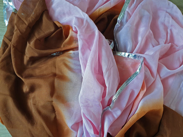 Chiffon veil in brown pink with gold edge 2nd choice