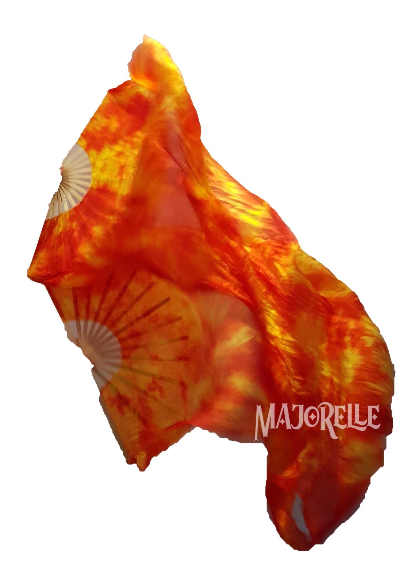 100% Silk fanveils in flame colors 