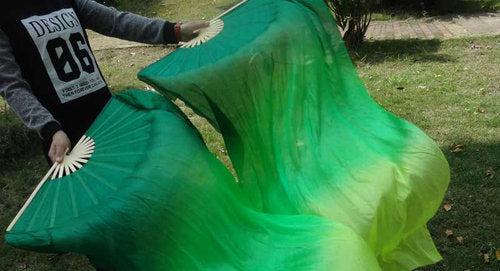 Beautiful veil fans in green color gradient to yellow-green