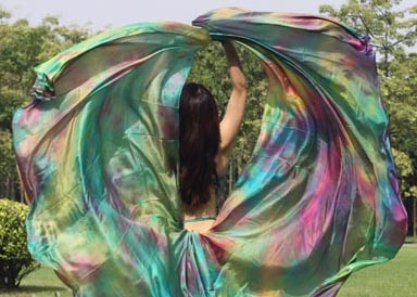 Silk veil half round tie dye spring
