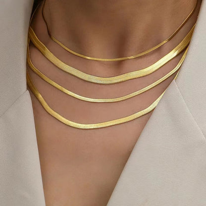 Snake collier platte schakel goud / Stainless Steel