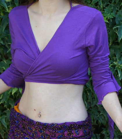 Cute tie top with butterfly sleeves in purple
