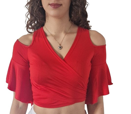 Cute red crop top / tie top