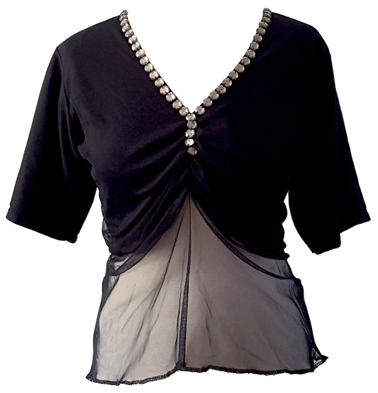 Comfortable jersey shirt with net belly in mesh fabric - Size S